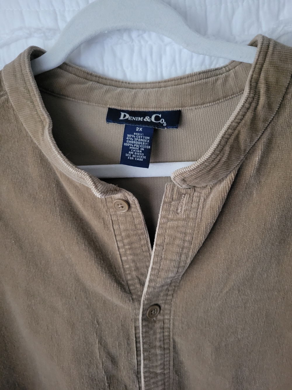 Vintage Denim&Co Tan Lightweight Collarless Shirt Jacket - Picture 12 of 12